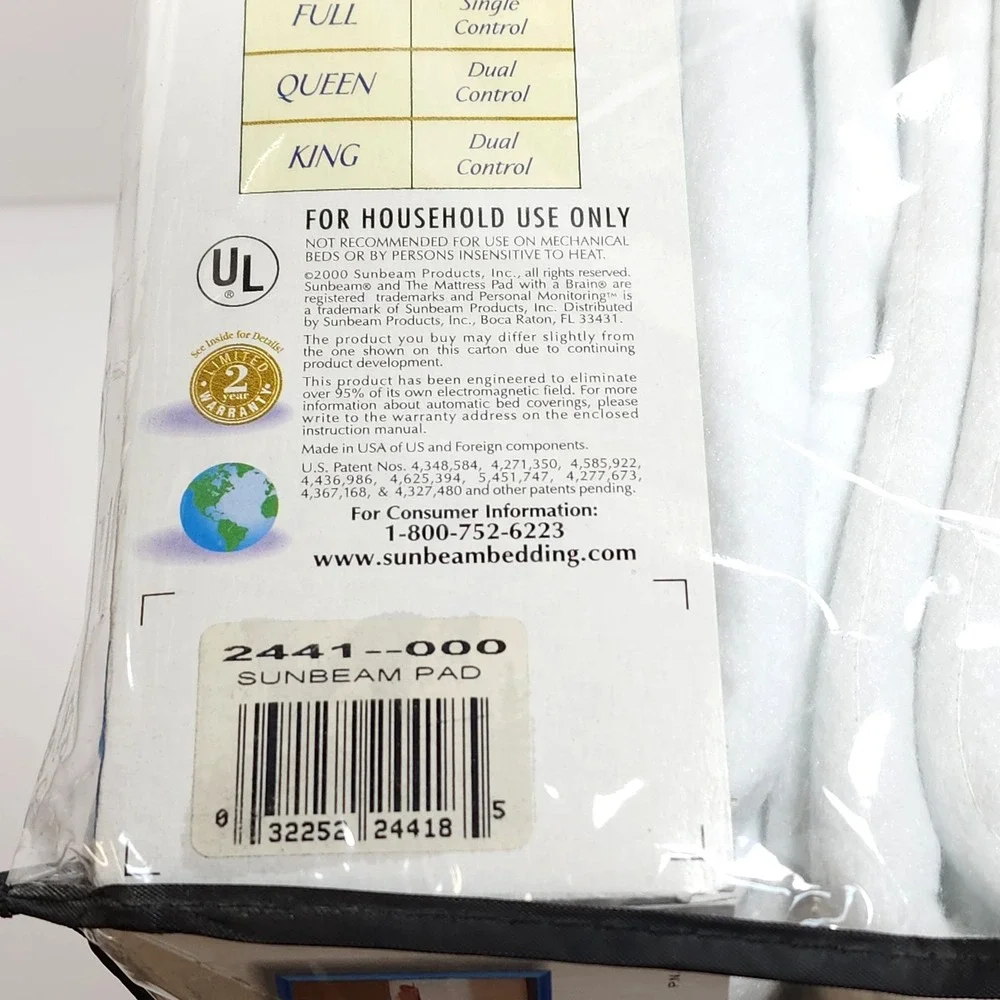 NIB VTG  Sunbeam Heated Mattress Pad 